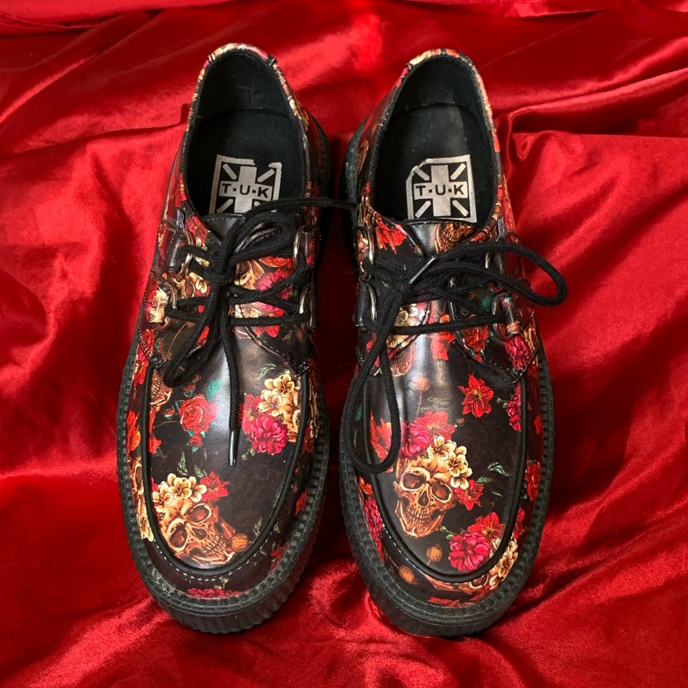 TUK Rockabilly Skull & Roses Creepers